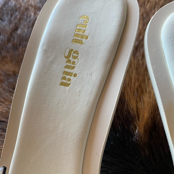 Cult Gaia Uma Pearl Fringe Slide Sandal SZ 37 - Clear PVC Heel - Picture 9 of 13